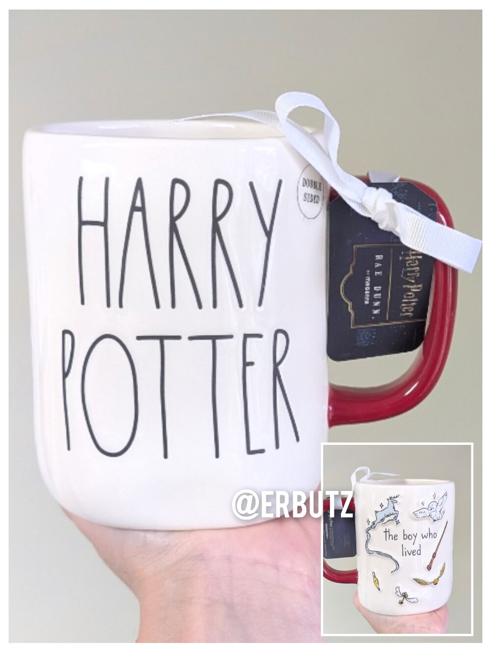 Rae Dunn x Harry Potter THE BOY WHO LIVED Double Sided Hogwarts Mug